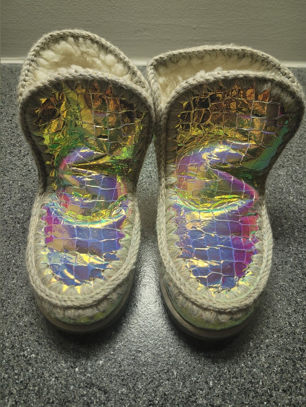 Mou Eskimo Iridescent LeatherShearling Lined Boots Size 7